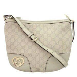 GUCCI Authentic White Leather Love Shoulder Bag